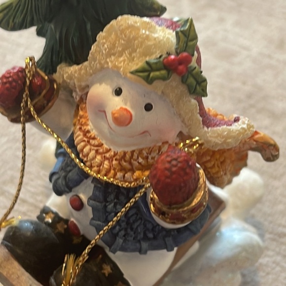 Home Interiors Christmas table décor figurine sledding snowman and Tree - Picture 4 of 7